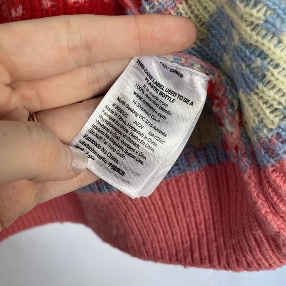 Cotton-On pink blue white nordic style cardigan buttons snowflake warm small - Picture 6 of 8